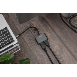 Digitus DA-70826 videokaapeli-adapteri 0,2 m USB Type-C HDMI + DisplayPort Harmaa