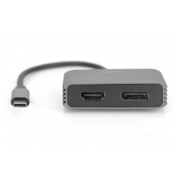 Digitus DA-70826 videokaapeli-adapteri 0,2 m USB Type-C HDMI + DisplayPort Harmaa