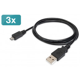 Digitus AK-870900-010-S USB-kaapeli 1 m USB 2.0 USB A Micro-USB B Musta