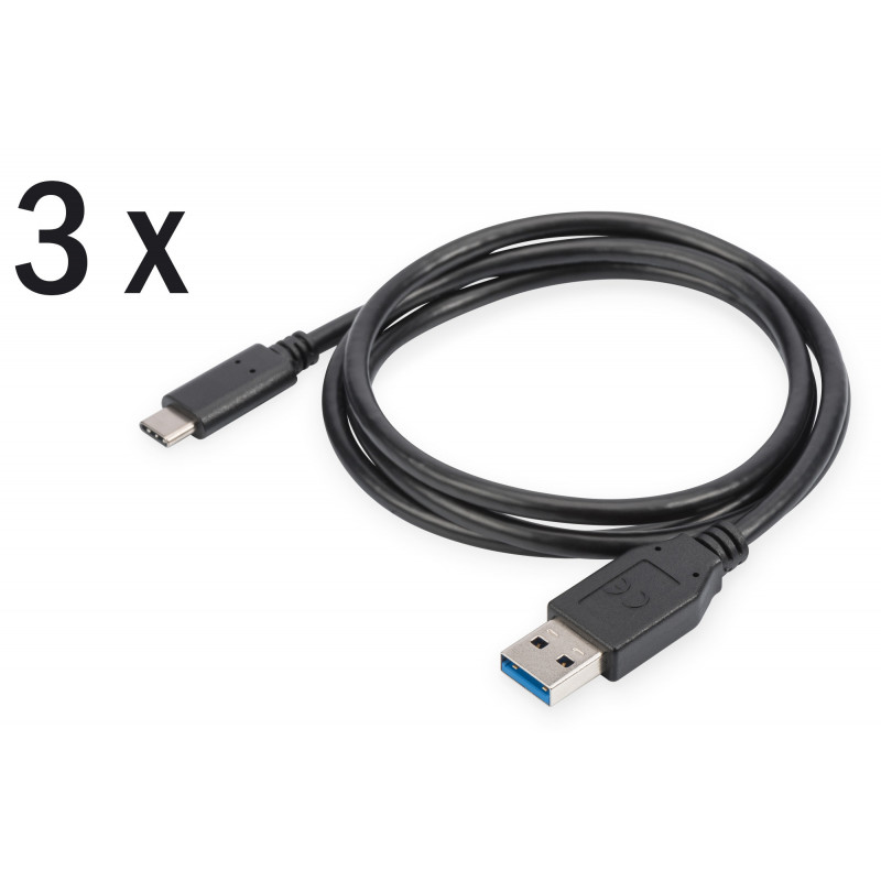 Digitus AK-880903-010-S USB-kaapeli 1 m USB 2.0 USB C USB A Musta