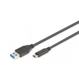 Digitus AK-880903-010-S USB-kaapeli 1 m USB 2.0 USB C USB A Musta