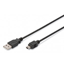 Digitus AK-990942-018-S USB-kaapeli 1,8 m USB 2.0 USB A Mini-USB B Musta