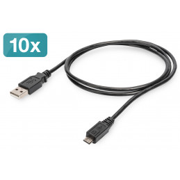 Digitus AK-990943-010-S USB-kaapeli 1 m USB 2.0 USB A Micro-USB B Musta