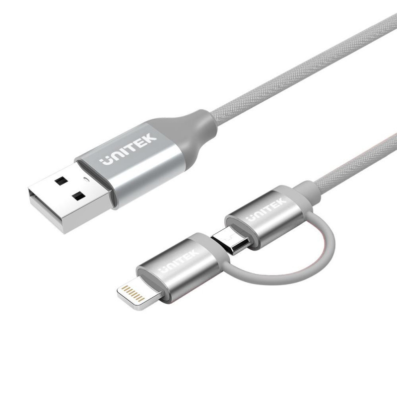 UNITEK Y-C4031SL USB-kaapeli 1 m USB 2.0 USB A Micro-USB B Hopea