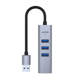 UNITEK uHUB Q4+ Langallinen USB 3.2 Gen 1 (3.1 Gen 1) Type-A Harmaa