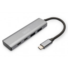 Digitus DA-70245 keskitin USB 3.2 Gen 1 (3.1 Gen 1) Type-C 10000 Mbit s Harmaa