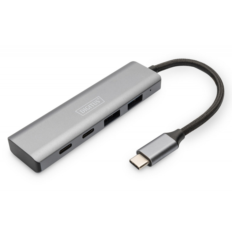 Digitus DA-70245 keskitin USB 3.2 Gen 1 (3.1 Gen 1) Type-C 10000 Mbit s Harmaa