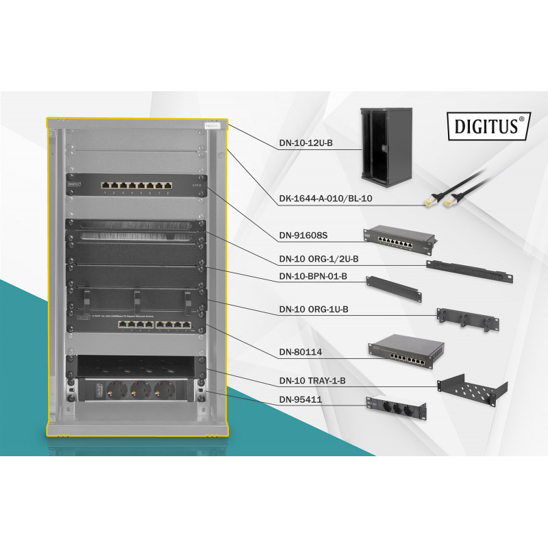 Digitus DN-10-SET-3-B palvelinteline 12U Itseseisova teline Musta