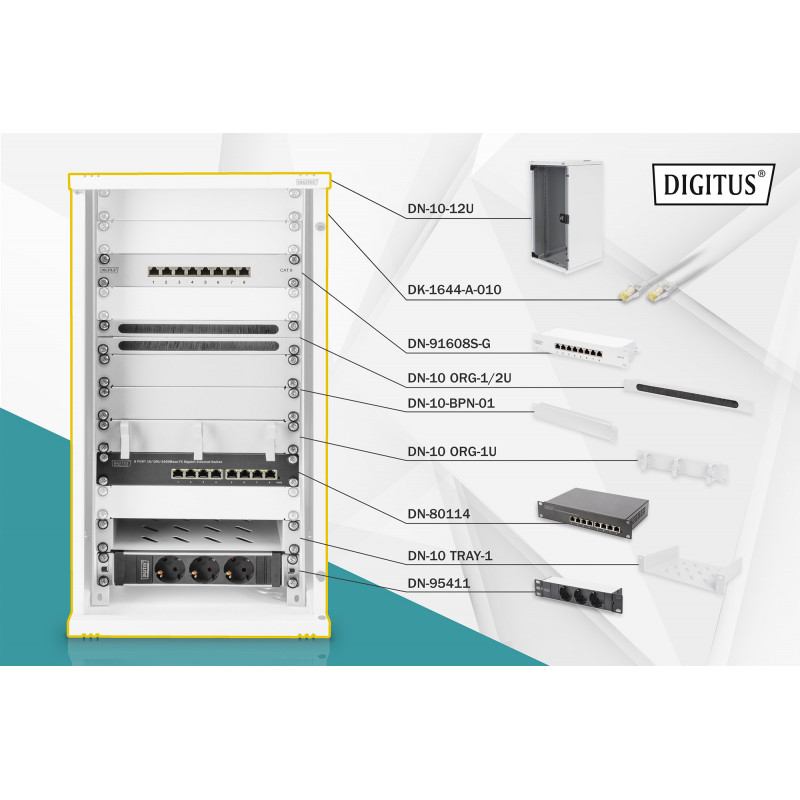 Digitus DN-10-SET-3 palvelinteline 12U Itseseisova teline Harmaa