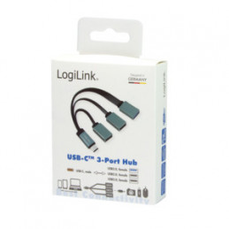 LogiLink UA0315 keskitin USB 3.2 Gen 1 (3.1 Gen 1) Type-C 5000 Mbit s Musta, Harmaa