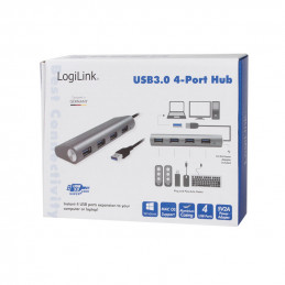 LogiLink UA0307 keskitin USB 3.2 Gen 1 (3.1 Gen 1) Type-A 5000 Mbit s Alumiini