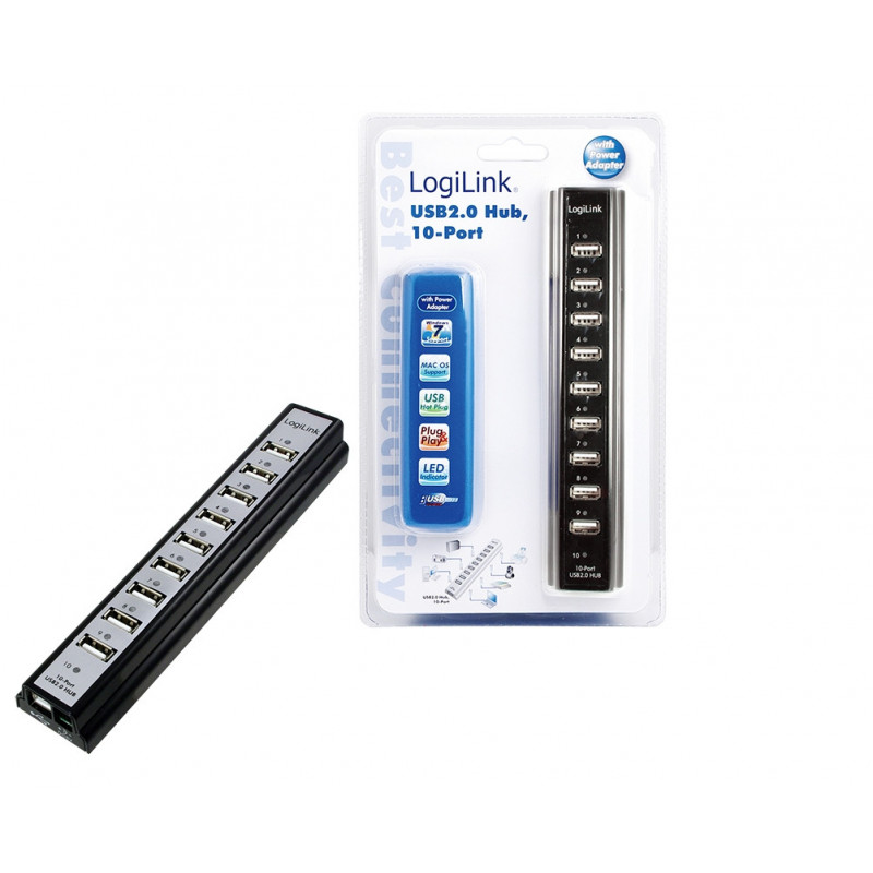 LogiLink UA0096 keskitin 480 Mbit s Musta