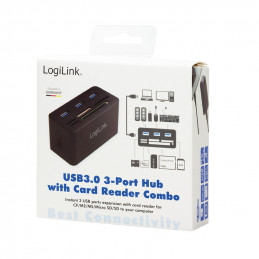 LogiLink CR0042 keskitin USB 3.2 Gen 1 (3.1 Gen 1) Type-A 5000 Mbit s