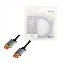 LogiLink CHA0106 HDMI-kaapeli 3 m HDMI-tyyppi A (vakio) Musta, Harmaa