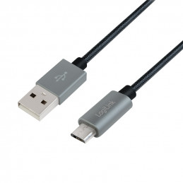 LogiLink CU0134 USB-kaapeli 2 m USB 2.0 USB A Micro-USB B Musta, Harmaa