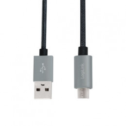 LogiLink CU0134 USB-kaapeli 2 m USB 2.0 USB A Micro-USB B Musta, Harmaa