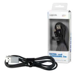 LogiLink CU0134 USB-kaapeli 2 m USB 2.0 USB A Micro-USB B Musta, Harmaa