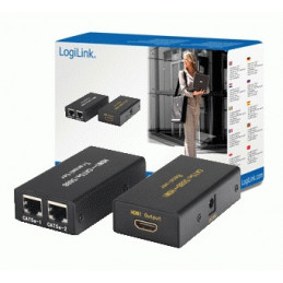 LogiLink Video Extender HDMI over CAT5 HDMI-A 2xRJ45 Musta