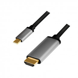 LogiLink CUA0101 kaapelin sukupuolenvaihtaja USB 3.2 Gen1 Type-C HDMI-A Musta, Harmaa