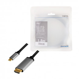 LogiLink CUA0101 kaapelin sukupuolenvaihtaja USB 3.2 Gen1 Type-C HDMI-A Musta, Harmaa