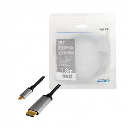 LogiLink CUA0100 kaapelin sukupuolenvaihtaja DisplayPort USB 3.2 Gen1 Type-C Musta, Harmaa