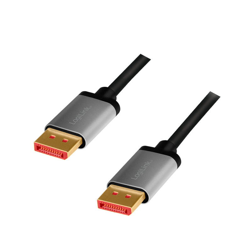 LogiLink CDA0105 DisplayPort-kaapeli 2 m Musta, Harmaa