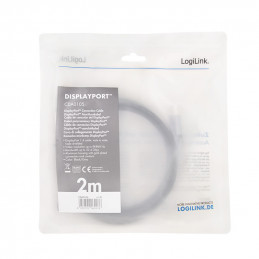 LogiLink CDA0105 DisplayPort-kaapeli 2 m Musta, Harmaa