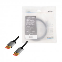 LogiLink CDA0105 DisplayPort-kaapeli 2 m Musta, Harmaa