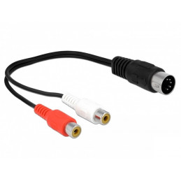 DeLOCK 85835 audiokaapeli 0,2 m DIN (5-pin) 2 x RCA Musta