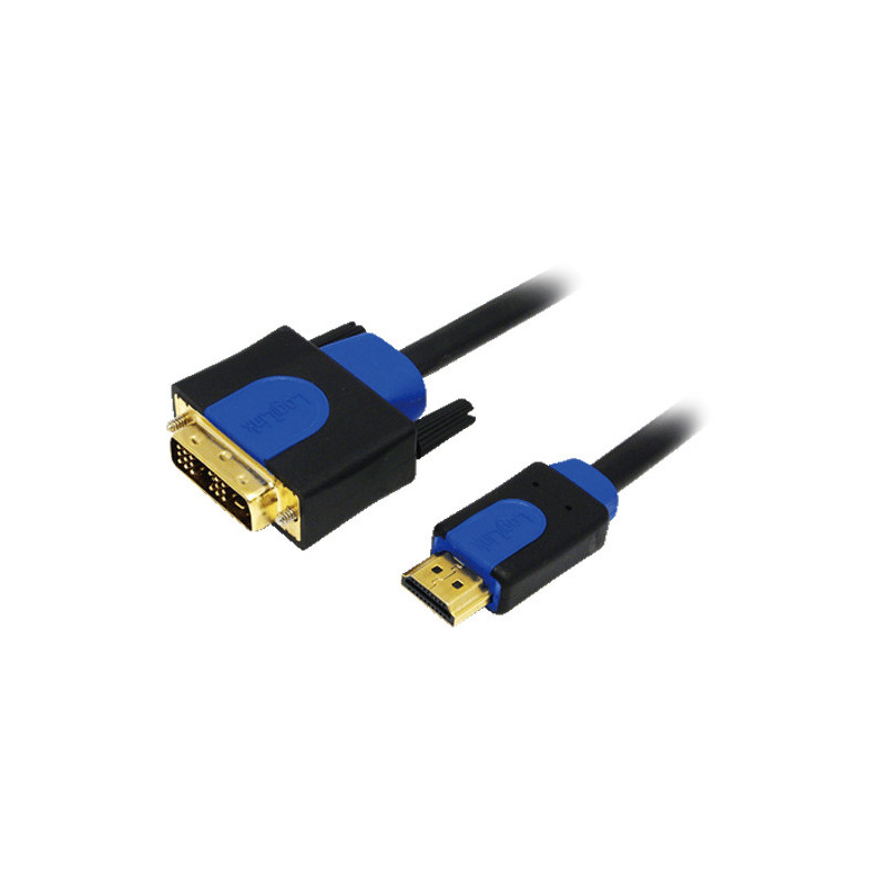 LogiLink CHB3103 videokaapeli-adapteri 3 m HDMI DVI-D Musta, Sininen