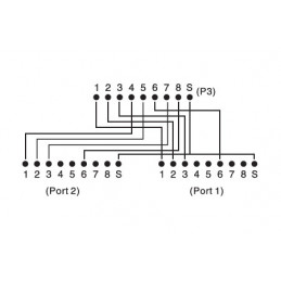 Digitus RJ45 2 x RJ45, 0.19 m verkkohaaroitin Harmaa, Hopea