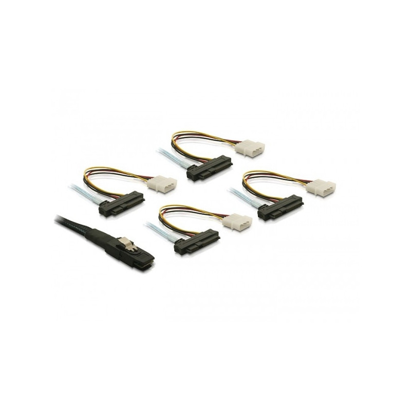 DeLOCK Cable mini SAS 26pin - 4x SAS 29 pin (SFF 8086 SFF 8482 + Power) 50cm SATA-kaapeli 0,5 m