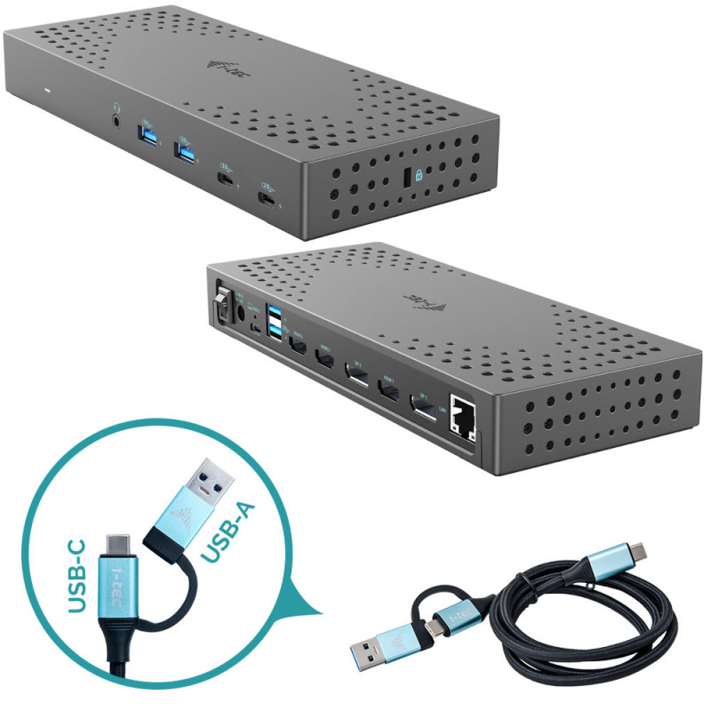 i-tec CATRIPLE4KDOCKPD2UK kannettavien tietokoneiden telakka ja porttitoistin Langallinen USB 3.2 Gen 2 (3.1 Gen 2) Type-C