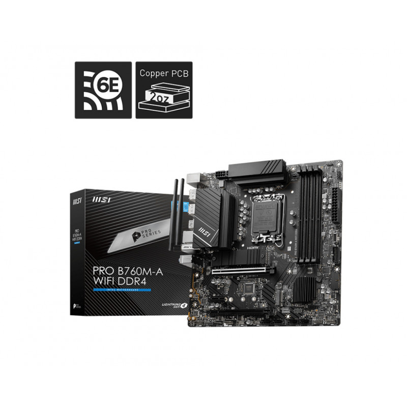 MSI PRO B760M-A WIFI DDR4 emolevy Intel B760 LGA 1700 mikro ATX