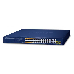 PLANET 24-Port 10 100 1000T 802.3at Hallitsematon Gigabit Ethernet (10 100 1000) Power over Ethernet -tuki 1U Sininen