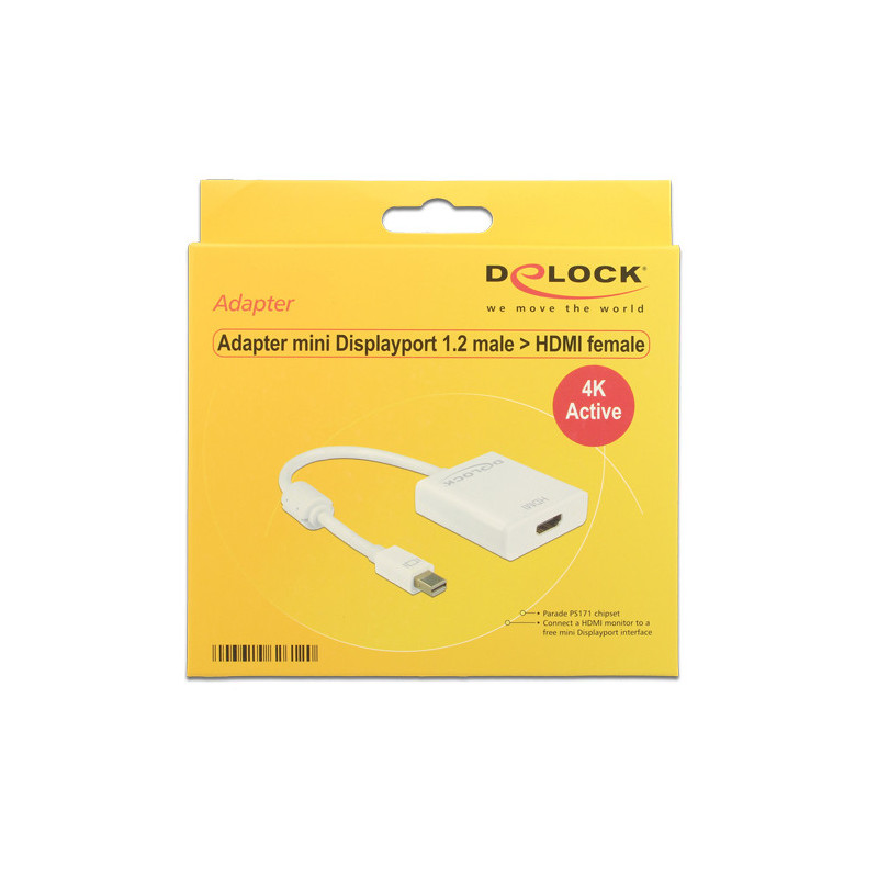 DeLOCK 62612 videokaapeli-adapteri 0,2 m Mini DisplayPort HDMI-tyyppi A (vakio) Valkoinen