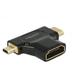 DeLOCK HDMI-A HDMI Mini-C+ Micro-D, F M+M Mini-HDMI + Micro-HDMI Musta