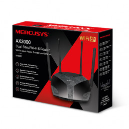 Mercusys MR80X langaton reititin Gigabitti Ethernet Kaksitaajuus (2,4 GHz 5 GHz) Musta