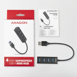 Axagon HUE-M1A keskitin USB 3.2 Gen 1 (3.1 Gen 1) Type-A 5000 Mbit s Musta