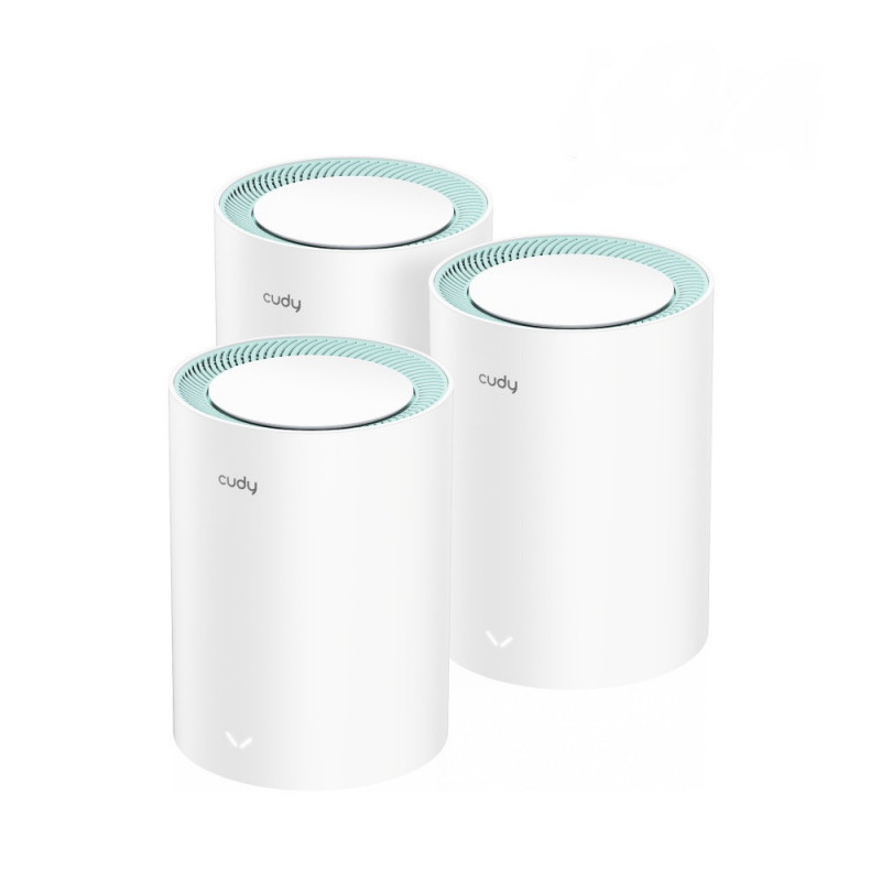 Cudy M1300 3-PACK Wi-Fi-verkkojärjestelmä Kaksitaajuus (2,4 GHz 5 GHz) Wi-Fi 5 (802.11ac) Valkoinen 1 Sisäinen