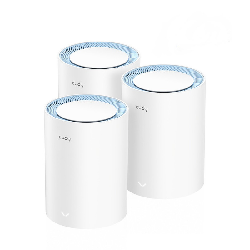 Cudy M1200 3-PACK Wi-Fi-verkkojärjestelmä Kaksitaajuus (2,4 GHz 5 GHz) Wi-Fi 5 (802.11ac) Valkoinen 1 Sisäinen