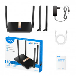 Cudy LT500D langaton reititin Nopea Ethernet Kaksitaajuus (2,4 GHz 5 GHz) 4G Musta