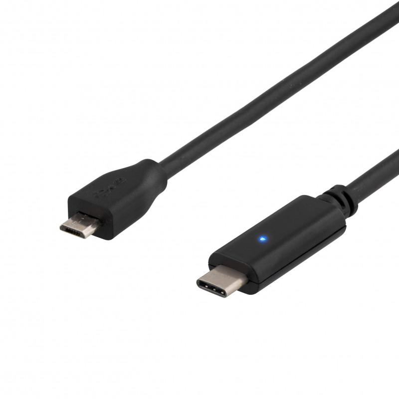 Deltaco USBC-1023 USB-kaapeli 0,5 m USB 2.0 Micro-USB B Musta