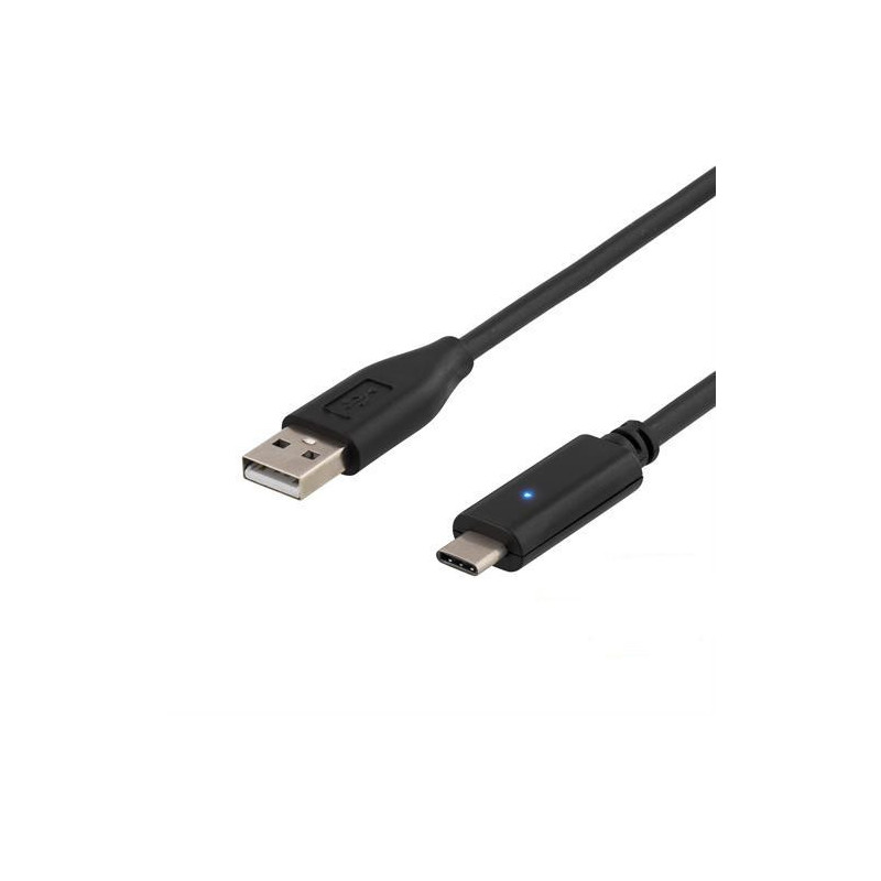 Deltaco USBC-1005 USB-kaapeli 1,5 m USB 2.0 USB A Musta