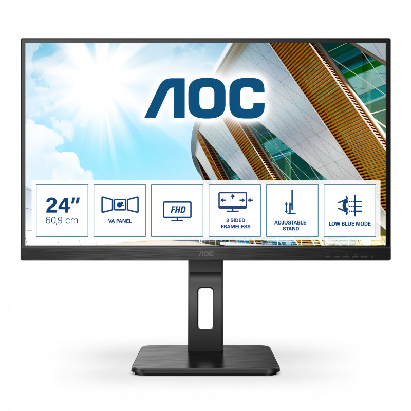 AOC P2 24P2QM LED display 60,5 cm (23.8") 1920 x 1080 pikseliä Full HD Musta