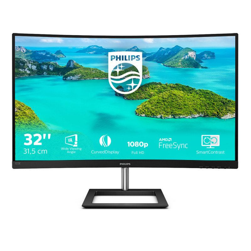 Philips E Line 322E1C 00 LED display 80 cm (31.5") 1920 x 1080 pikseliä Full HD LCD Musta