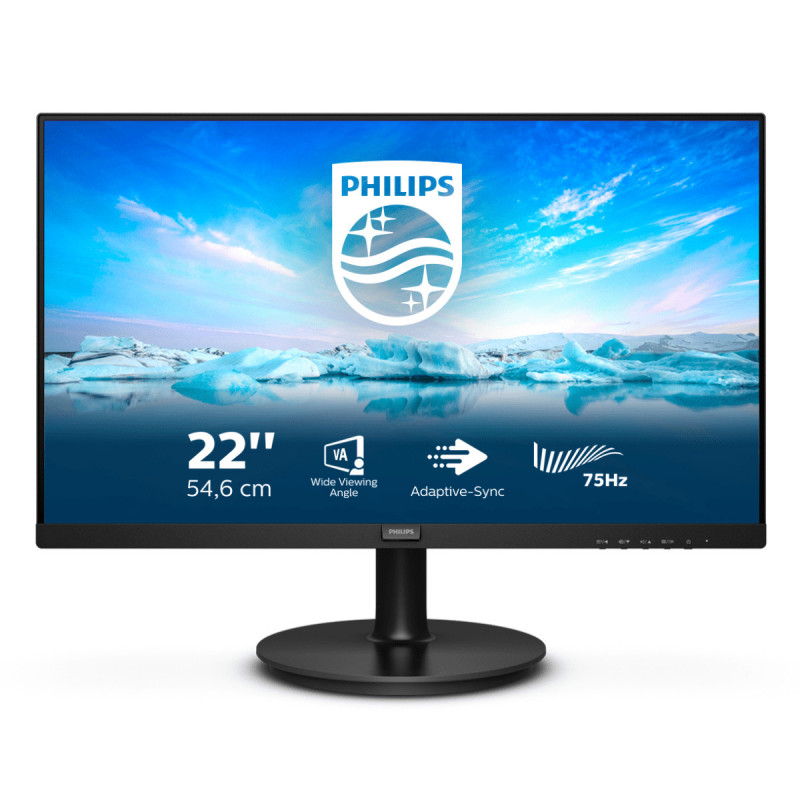 Philips V Line 222V8LA 00 tietokoneen litteä näyttö 54,6 cm (21.5") 1920 x 1080 pikseliä Full HD LCD Musta