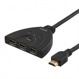 Deltaco HDMI-7001 HDMI-kaapeli 0,5 m HDMI-tyyppi A (vakio) 3 x HDMI Type A (Standard) Musta