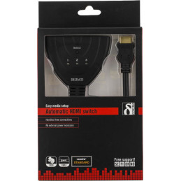 Deltaco HDMI-7001 HDMI-kaapeli 0,5 m HDMI-tyyppi A (vakio) 3 x HDMI Type A (Standard) Musta