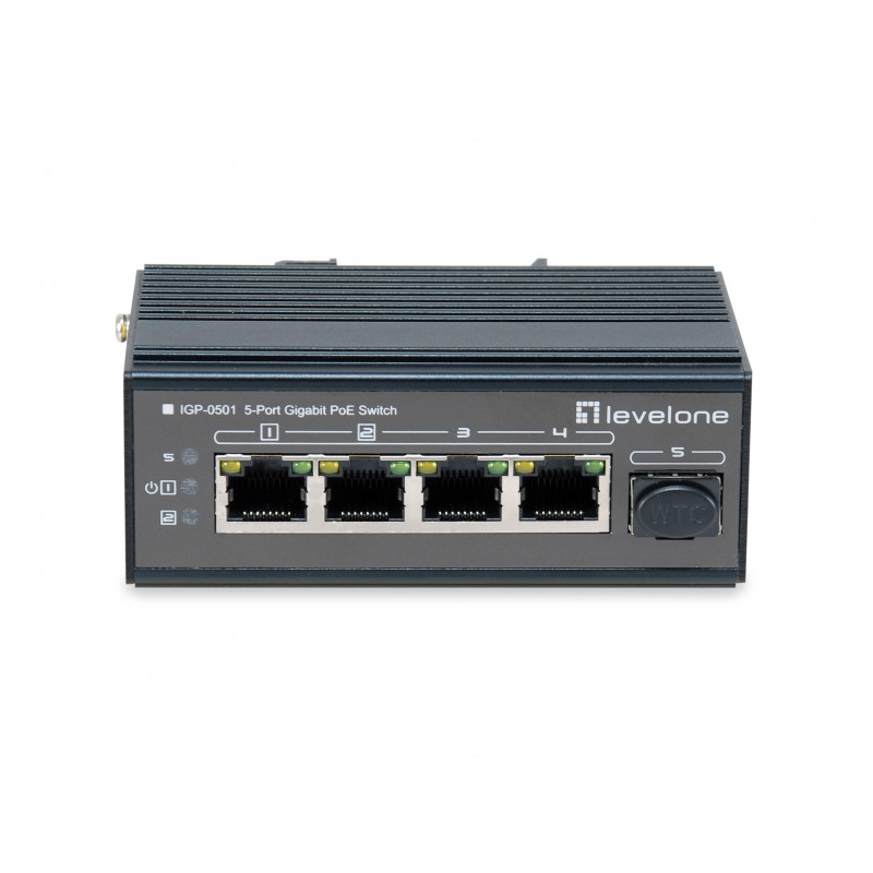 LevelOne IGP-0501 verkkokytkin Gigabit Ethernet (10 100 1000) Power over Ethernet -tuki Musta
